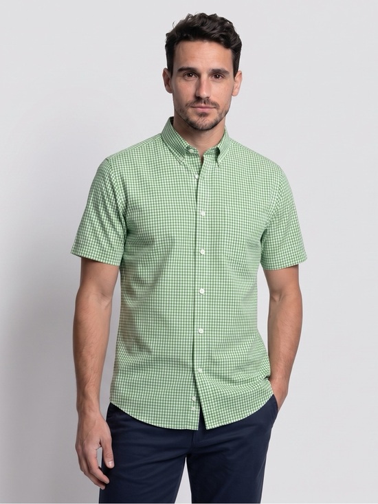 Saddlebred Other - Saddlebred Shirt Mens Size L Green Gingham Check Short Sleeve Button-Up